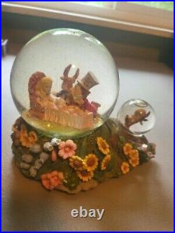 Disney Alice In Wonderland Snow Globe Musical Mad Hatter's Tea Party Rare