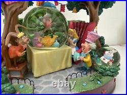 Disney Alice In Wonderland Snow Globe Musical Mad Hatter's Tea Party Rare