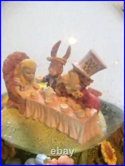 Disney Alice In Wonderland Snow Globe Musical Mad Hatter's Tea Party Rare