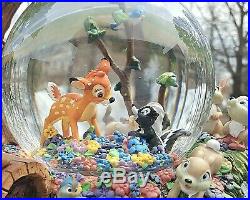 Disney BAMBI Rare WATER GLOBE MUSIC BOX Motion Animated APRIL SHOWERS Exc Cond