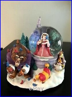 Disney BEAUTY AND THE BEAST Musical Snow Globe Bird Feeding Scene