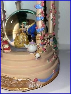 Disney Beauty And The Beast Hour Glass Musical Snow Globe 12 Tall Authentic