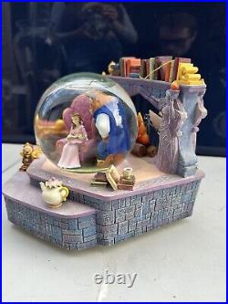 Disney Beauty & The Beast Fireplace Library Snow Globe Theme Music AMAZING 2E