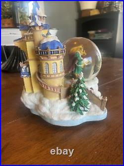 Disney Beauty & The Beast Ice Skating Castle Musical Snow Globe! Very Rare