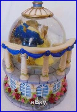 Disney Beauty & The Beast Snow globe Music Box Rose Garden Balcony Musical Globe
