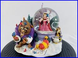Disney Beauty & The Beast Winter Bird Feeding Musical Snow Globe. Rare-HTF
