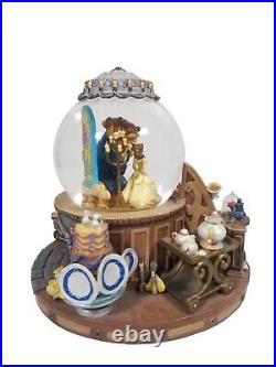 Disney Beauty and The Beast Music Snow Globe Fireplace Working Lights