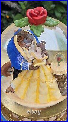 Disney Beauty and the Beast 10 Snow Globe Vintage 1991 Rose Dancing Music Works