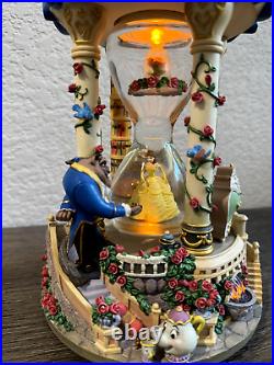 Disney Beauty and the Beast Castle Hourglass Snow Globe withlight & music rare