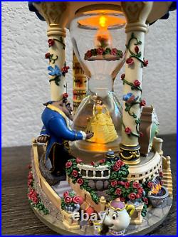 Disney Beauty and the Beast Castle Hourglass Snow Globe withlight & music rare