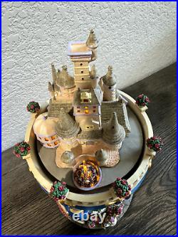 Disney Beauty and the Beast Castle Hourglass Snow Globe withlight & music rare