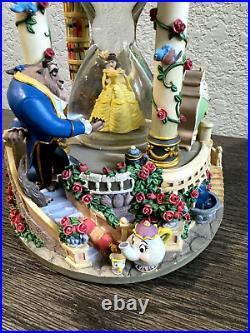 Disney Beauty and the Beast Castle Hourglass Snow Globe withlight & music rare