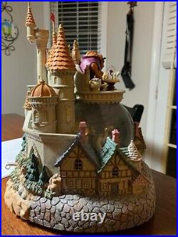 Disney Beauty and the Beast Castle Village Light Up Musical Snow Globe Complete