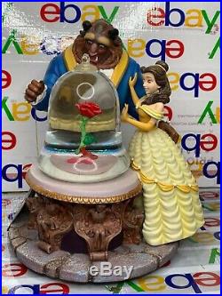 Disney Beauty and the Beast Musical Light Up Snow Globe Rose Vintage RARE GREAT