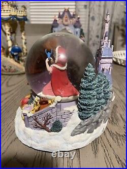 Disney Beauty and the Beast Musical Snow Globe Winter Scene Snowglobe, Rare