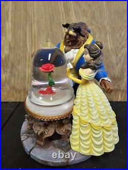 Disney Beauty and the Beast Rose Musical Snow Globe Belle Vintage 1991