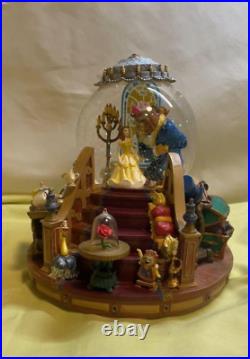 Disney Beauty and the Beast Snow Globe With Light Up Fireplace & Music And Box