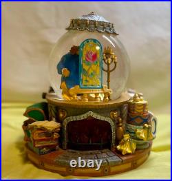 Disney Beauty and the Beast Snow Globe With Light Up Fireplace & Music And Box