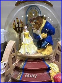 Disney Beauty and the Beast Snow Globe With Light Up Fireplace & Music And Box