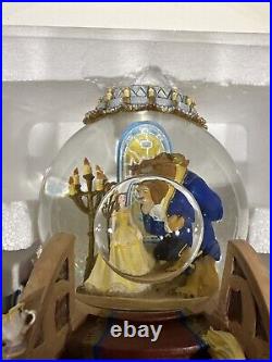 Disney Beauty and the Beast Snow Globe With Light Up Fireplace & Music And Box