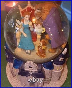 Disney Beauty & the Beast Musical Snow Globe Castle Vintage 1990s Tested Works