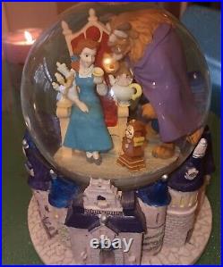 Disney Beauty & the Beast Musical Snow Globe Castle Vintage 1990s Tested Works