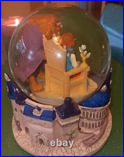 Disney Beauty & the Beast Musical Snow Globe Castle Vintage 1990s Tested Works