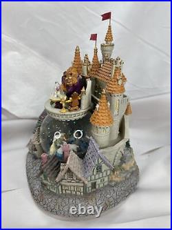 Disney Beauty & the Beast Village & Castle Rose Musical Snow Globe MUST READ