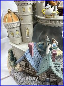 Disney Beauty & the Beast Village & Castle Rose Musical Snow Globe MUST READ