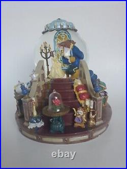 Disney Belle BEAUTY and the BEAST 1991 Musical Snow Globe Fireplace lights up
