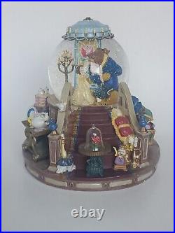 Disney Belle BEAUTY and the BEAST 1991 Musical Snow Globe Fireplace lights up
