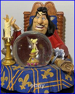 Disney Captain Hook Tinker Bell Lighted Snow Globe Music Box Moonlight Sonata