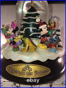 Disney Celebrate The Season Rare Musical Snow Globe with Spinning Tree Mint