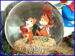 Disney Chip & Dale & Donald Duck Music box Snow Globe Strawberry Garden Figure