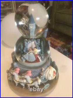 Disney Cinderella Castle Wedding Double Snow Globe A Dream Is A Wish Music Box
