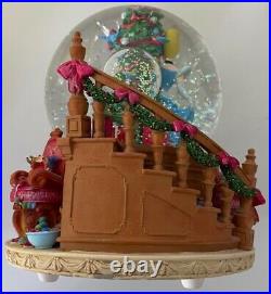 Disney Cinderella Christmas Music Box Snow Globe Plays Deck the Halls