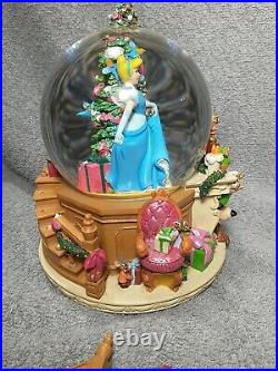 Disney Cinderella Christmas Musical Snow Globe Deck the Halls railing broken