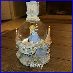 Disney Cinderella SO THIS IS LOVE Musical Light Up Clock Snow Globe Spins Rare