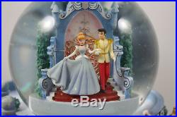 Disney Cinderella W Animated Clock Tower Musical Double Bubble Water Snow Globe