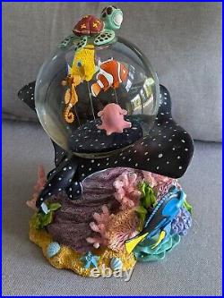 Disney Collectable Finding Nemo Over The Waves Coral Reef Snow Globe Music Box