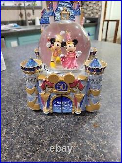 Disney Collectors RARE Disneyland 50th Anniversary Musical Castle Snow globe