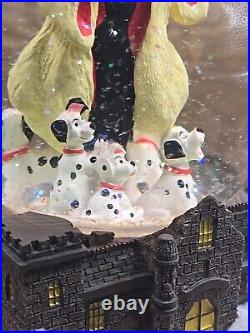 Disney Cruella de Vil 101 Dalmatians Musical Snow Globe Works Clean Retired