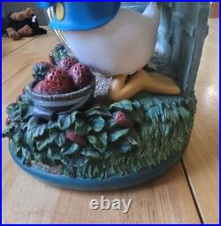 Disney Donald Duck Chip & Dale STRAWBERRY GARDEN Music Water Snow Globe EUC
