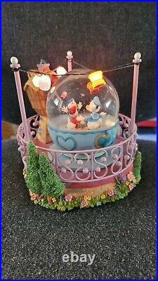 Disney Donald Duck Song Mad Tea Cups Ride Snow Globe Music Box Lighted With Box