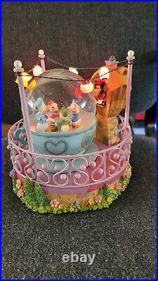 Disney Donald Duck Song Mad Tea Cups Ride Snow Globe Music Box Lighted With Box