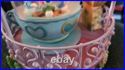 Disney Donald Duck Song Mad Tea Cups Ride Snow Globe Music Box Lighted With Box