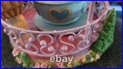 Disney Donald Duck Song Mad Tea Cups Ride Snow Globe Music Box Lighted With Box