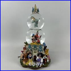 Disney Double Snow Globe A Dream Is A Wish Your Heart Makes Music Animated RARE