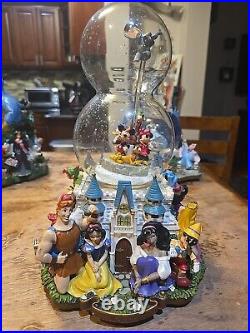 Disney Double Snow Globe A Dream Is A Wish Your Heart Makes Music Animated RARE