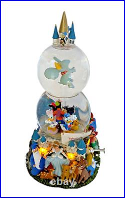 Disney Double Snow Globe A Dream Is A Wish Your Heart Makes Music Animated RARE